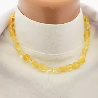 Намисто цитрін (41 см, з карабіном, сталь, 12х8 мм, жовтий, срібний)