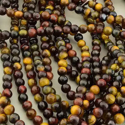 🏷️️ Намистини Тигрове око, Бичаче око, Соколине око 38 см 6 мм. (без застібки) F-105500