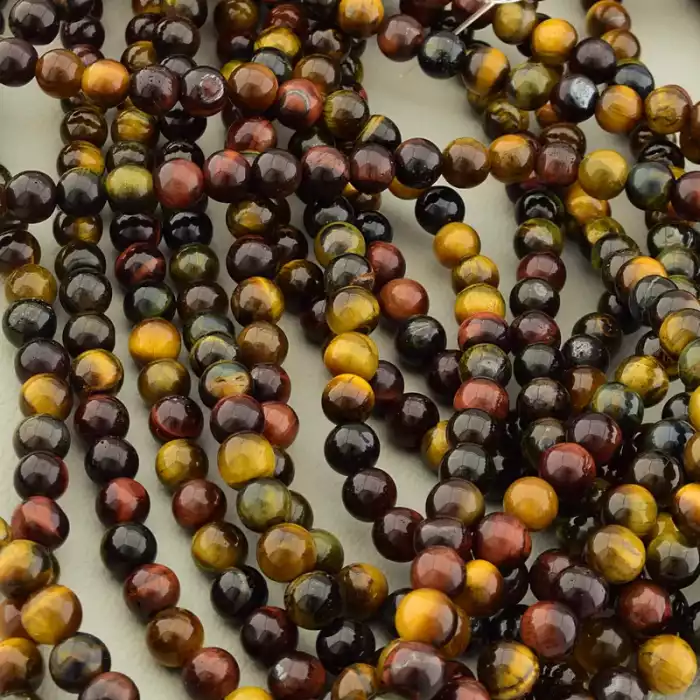 🏷️️ Намистини Тигрове око, Бичаче око, Соколине око 38 см 6 мм. (без застібки) ss_105500