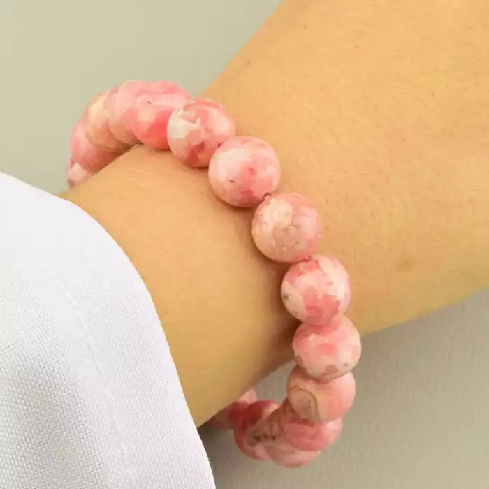 🏷️️ Браслет на резинці Родохрозит 18 см F-105704