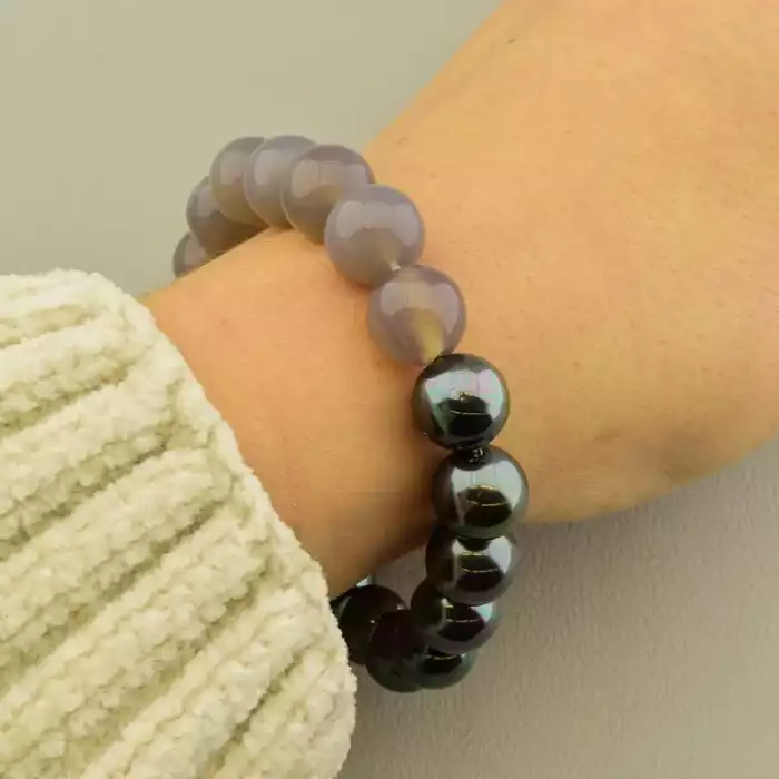 🏷️️ Браслет на резинці Майорка, Агат 18 см ss_105804