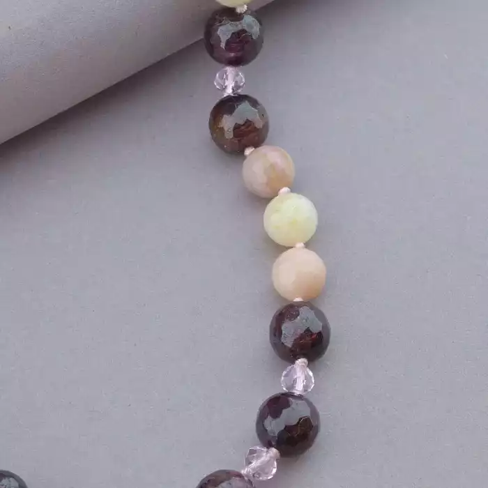 🏷️️ Намисто Опал, Гранат, Чеський кришталь 49 см. (срібло 925 проба) ss_91022