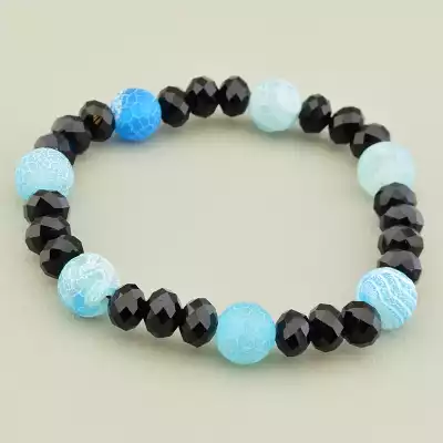 Браслет на резинці Агат, Чеський кришталь 19 см