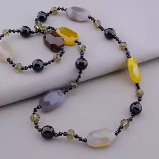 Намисто Агат, Чеський кришталь 70 см