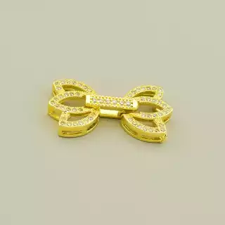 Застібка Фіаніт 25х13мм. (позолота 18к лимонна)