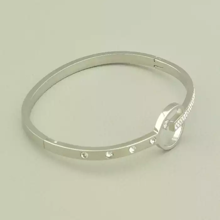 🏷️️ Браслет шарнірний Xuping Фіаніт 17 см. (родій) ss_99929