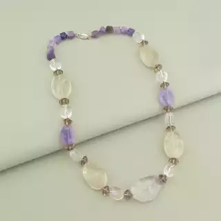 Намисто Аметист, Раухтопаз, Гірський кришталь 52 см.