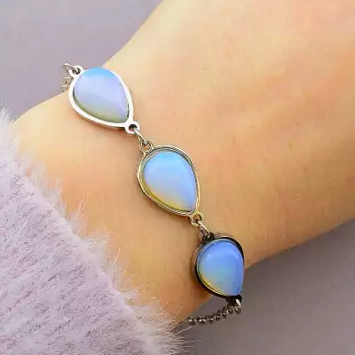 🏷️️ Браслет з карабіном Місячний камінь 19 см F-50505