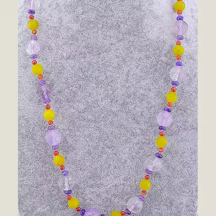 🏷️️ Намисто Аметист, Пренит, Сердолік 69 см ss_51471