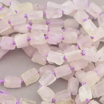 🏷️️ Намистини Кунцит 42 см на нитці (натуральне каміння, без застібки) в формі циліндра F-83481