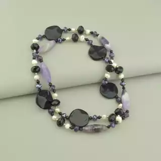 Намисто Аметист, Перли, Агат 80 см