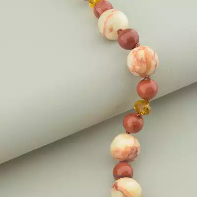 🏷️️ Намисто Яшма, Чеський кришталь 49 см. F-94495