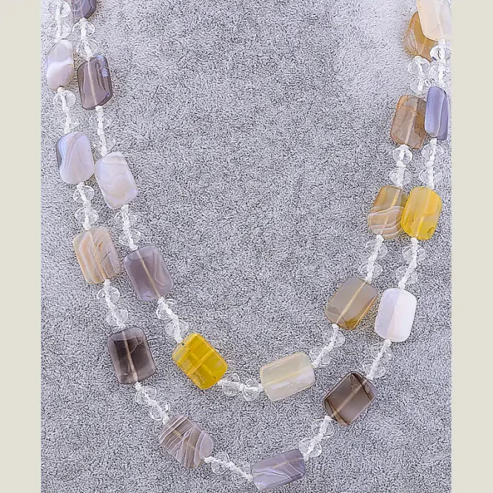 🏷️️ Намисто Агат, Чеський кришталь 120 см ss_66620