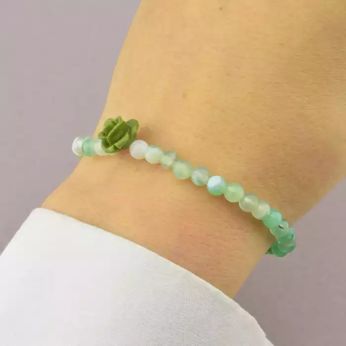 🏷️️ Браслет резинка Агат, полімерна глина 16 см. ss_94697