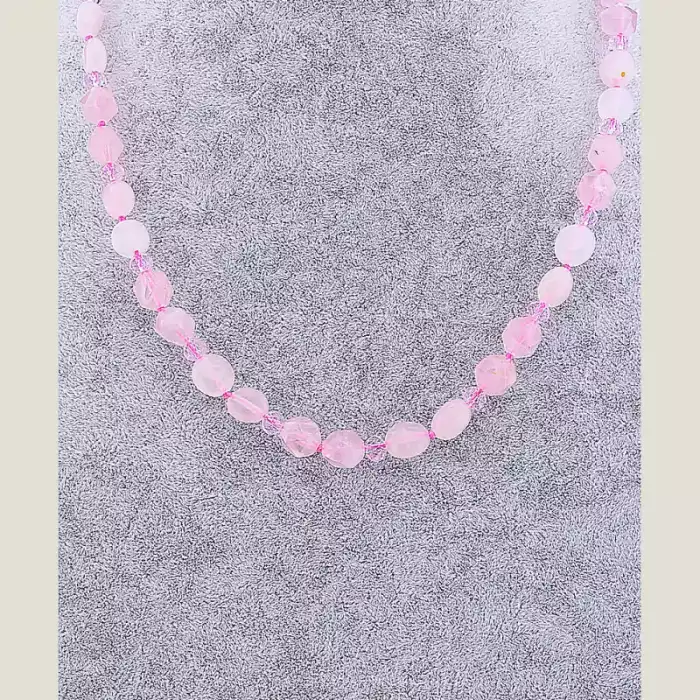 🏷️️ Намисто Рожевий кварц, Чеський кришталь 54 см ss_77811