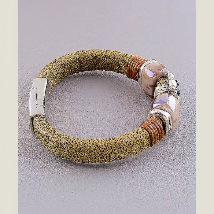 🏷️️ Браслет з магнітною застібкою Сrystal 18 см шкірозамінник ss_18375