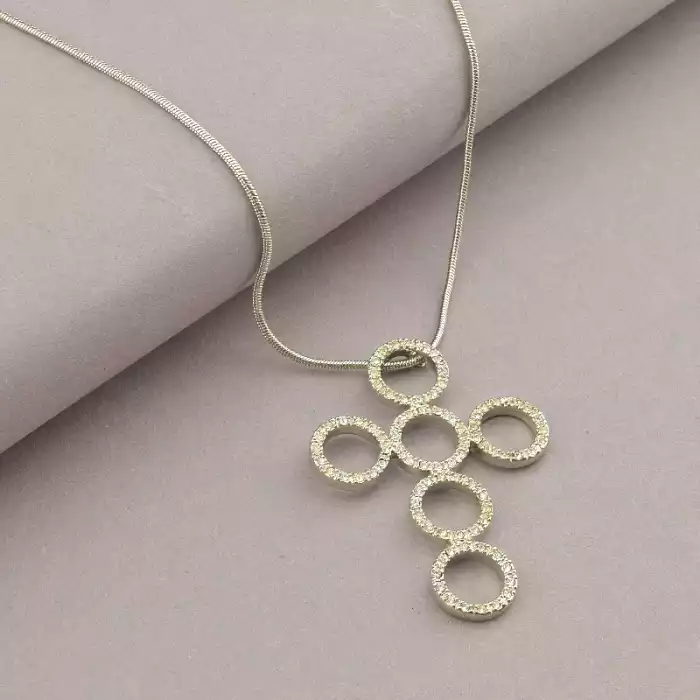 🏷️️ Підвіска хрест Winniana Фіаніт 40 см (родій) ss_88186