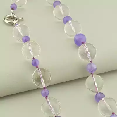 🏷️️ Намисто Гірський кришталь, Аметист 62 см. F-103429