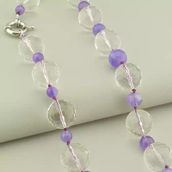 🏷️️ Намисто Гірський кришталь, Аметист 62 см. ss_103429