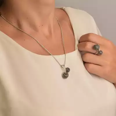 Набір Підвіска + Каблучка + Сережки Winniana Фіаніт 45 см. (родій)