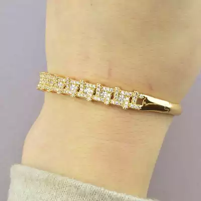 🏷️️ Браслет шарнірний Фіаніт 17 см (позолота 18к) F-70067