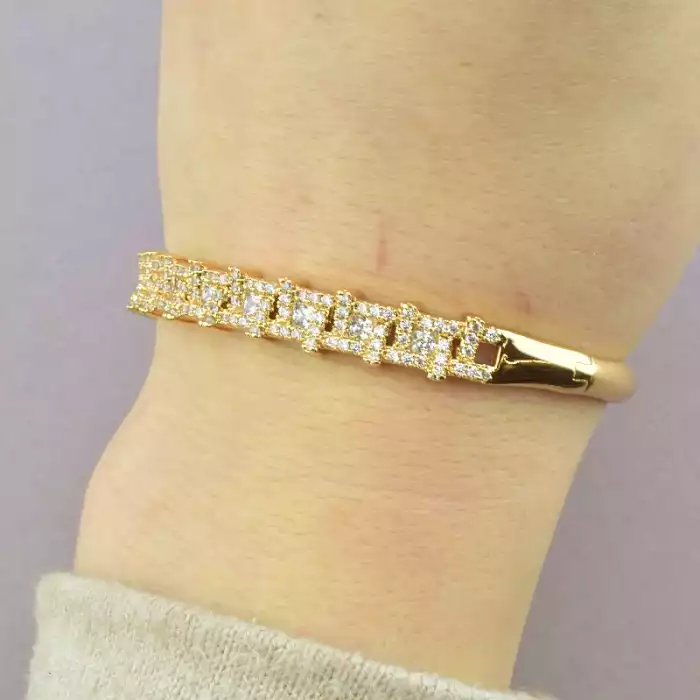 🏷️️ Браслет шарнірний Фіаніт 17 см (позолота 18к) ss_70067