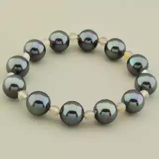 Браслет на резинці Майорка, Агат 16 см