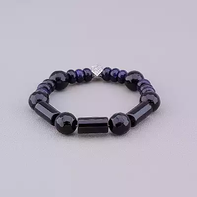 🏷️️ Браслет з карабіном Агат, Каїрська ніч 18 см F-81338