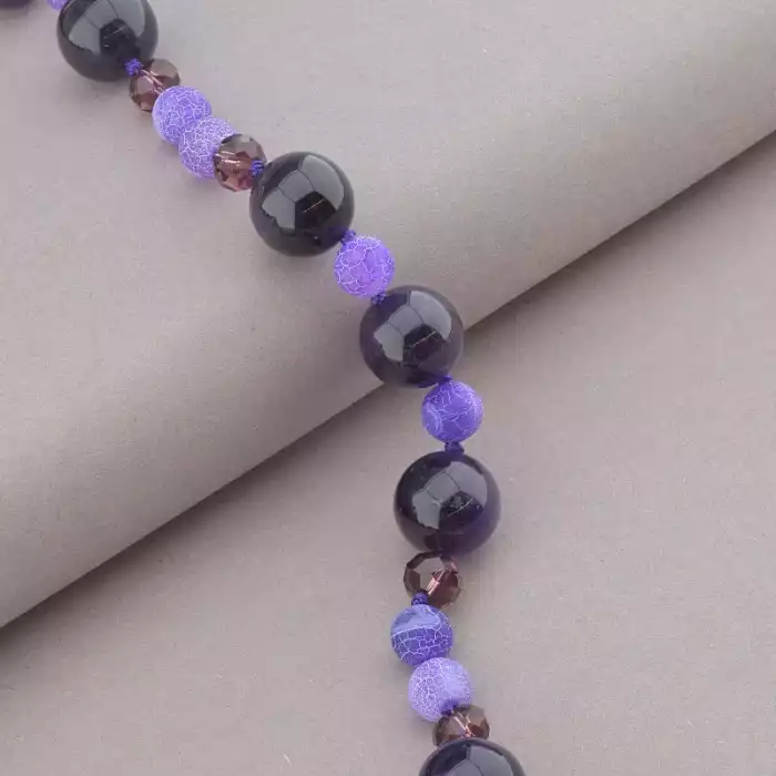 🏷️️ Намисто Аметист, Агат, Чеський кришталь 51 см. ss_91123