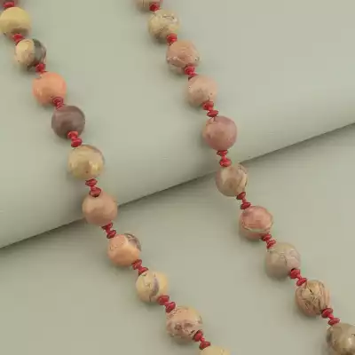 🏷️️ Намисто Яшма, Корал 53 см. F-98405