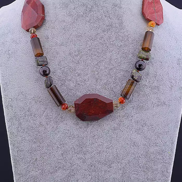 🏷️️ Намисто Яшма, Гранат, Агат 85 см ss_71809