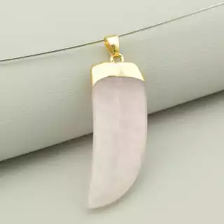 Кулон ріг Рожевий кварц 40х14мм.
