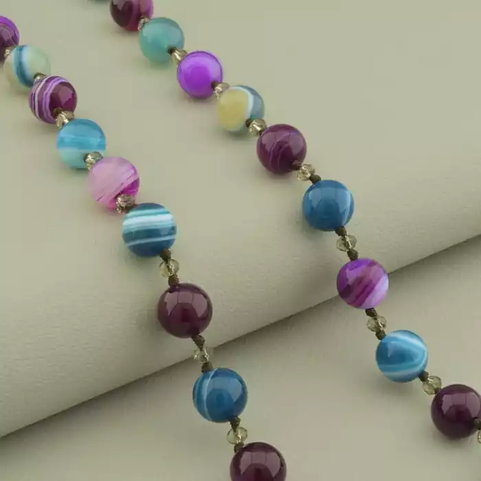 🏷️️ Намисто Агат, Чеський кришталь 57 см. ss_102290