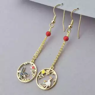 Сережки петельки Xuping емаль (позолота 18к)