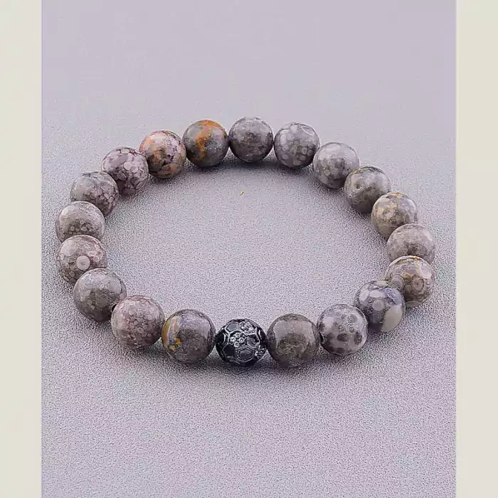 🏷️️ Браслет резинка Яшма, Гематит 20 см ss_78013