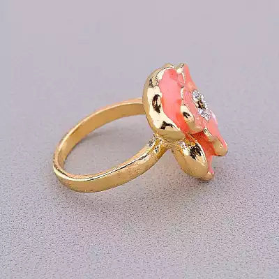 🏷️️ Каблучка емаль квітка Сrystal (позолота 18к) F-42918