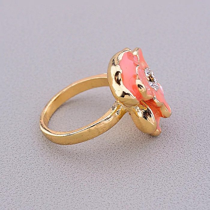 🏷️️ Каблучка емаль квітка Сrystal (позолота 18к) ss_42918