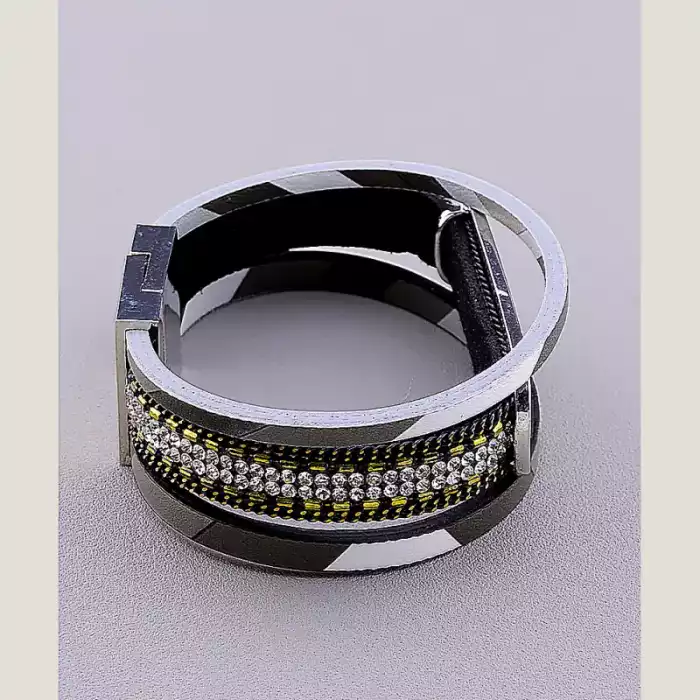 🏷️️ Браслет з магнітною застібкою Сrystal 19 см шкірозамінник ss_18476