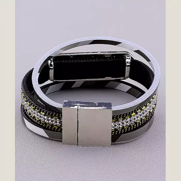 🏷️️ Браслет з магнітною застібкою Сrystal 19 см шкірозамінник ss_18476