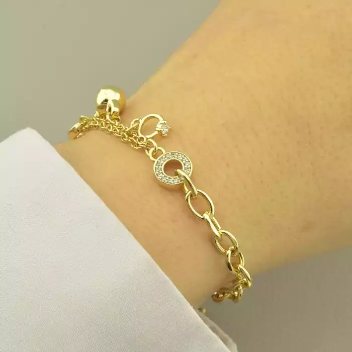 🏷️️ Браслет з карабіном Xuping Фіаніт 18 см. (позолота 18к лимонна) ss_103533