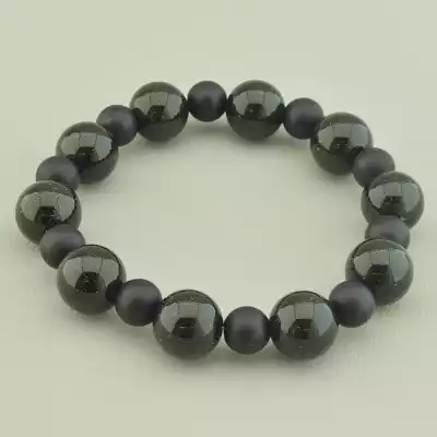 🏷️️ Браслет резинка Каїрська ніч, Шунгіт 17 см. F-97621