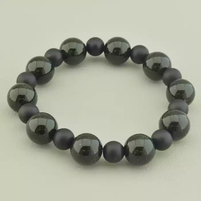 🏷️️ Браслет резинка Каїрська ніч, Шунгіт 17 см. ss_97621