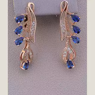 Сережки англійський замок Pataya Фіаніт (позолота 18к)