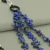 🏷️️ Намисто лазуріт агат гірський кришталь (80 см, без замку, синій, чорний, кришталевий) F-105195