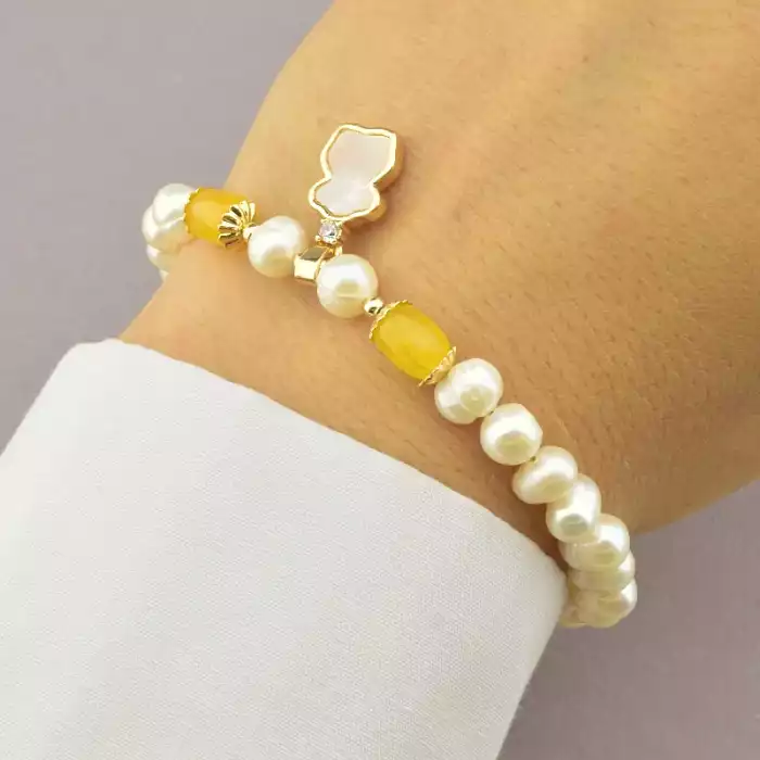 🏷️️ Браслет з карабіном Fashion Перли 18 см. (позолота 18к) ss_90432