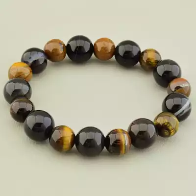 Браслет на резинці Агат, Тигрове око 17 см