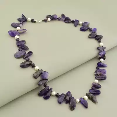 Намисто Аметист, Перли, Чеський кришталь 51 см