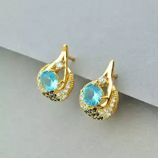 Сережки англійський замок Xuping Фіаніт (позолота 18к)