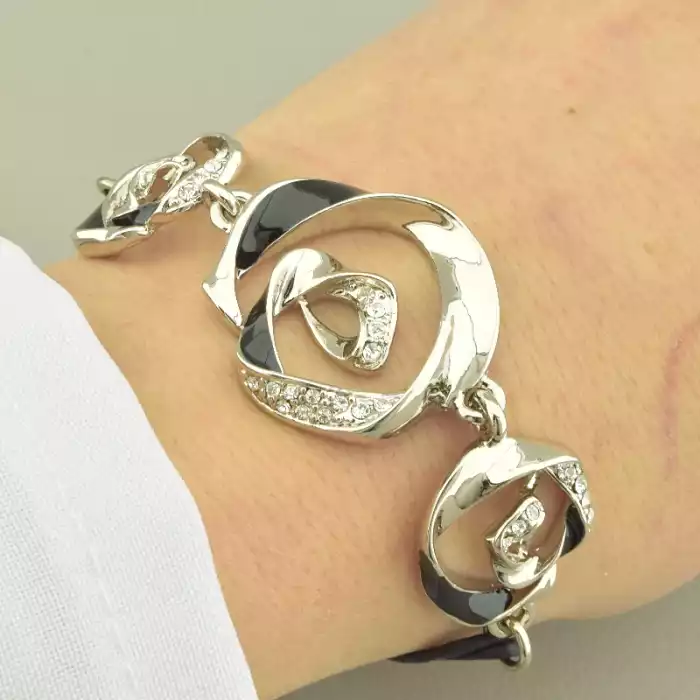 🏷️️ Браслет з карабіном Фіаніт 19 см. ss_99410