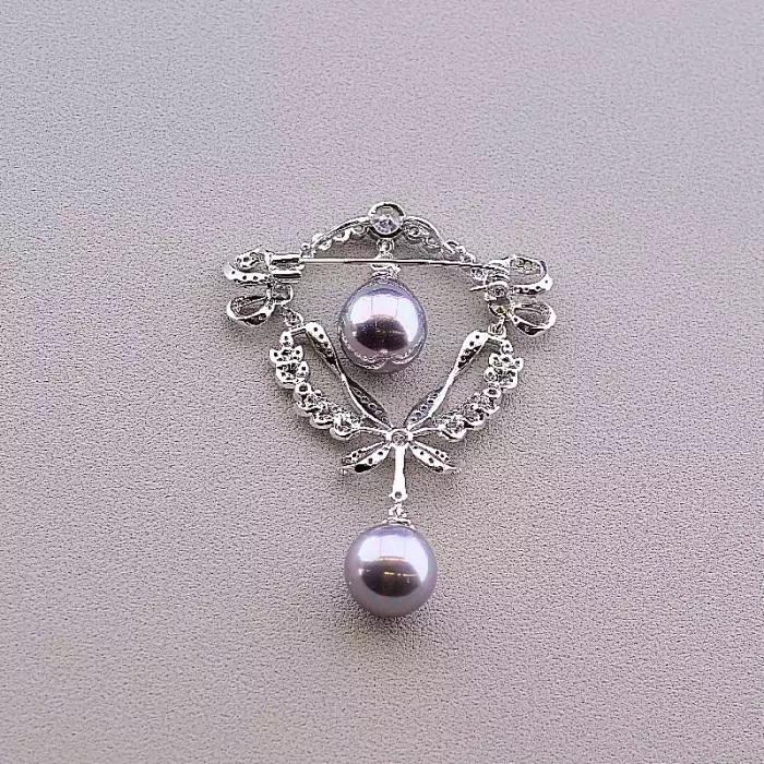 🏷️️ Брошка шпилька Майорка, Фіаніт (родій) ss_82807